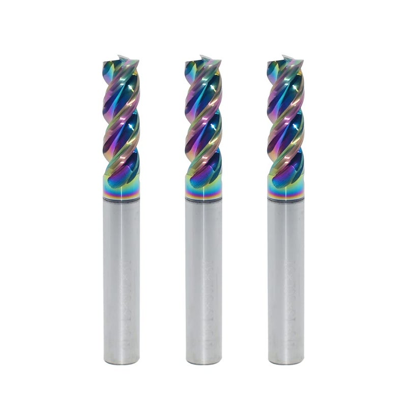 JIANXING 6mm Carbide Square End Mill for Aluminum & Copper Applications, 3-Flute, HRC 55 Deg, DLC Coating, End Mill Bits, High Feed U-Type Design, for Roughing and Finishing (3 Pieces) - Image 1